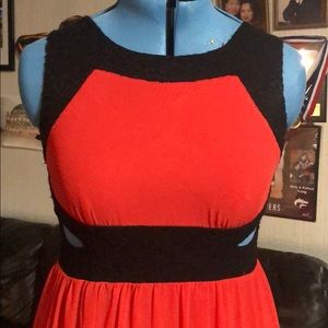 Long coral cherry red maxi dress